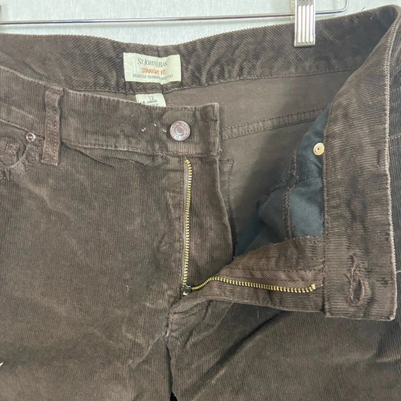 St.  Johns Bay Pants Women Brown Corduroy Straight Leg Cotton Pockets Sz 12 - Picture 4 of 13